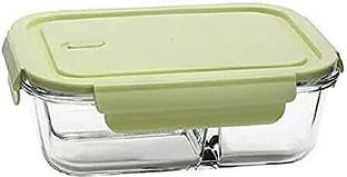 JIGSHTIAL Glass Lunch Box Microwave Oven Safe 3-Compartment Glass Storage Box 1 Containers Lunch Box