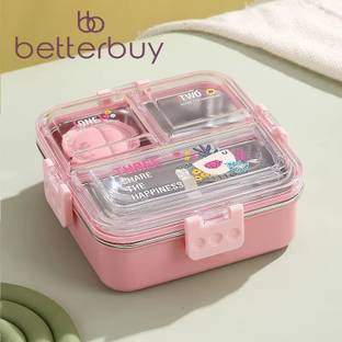 Better Buy Square 3D Embossed 100% leakproof 3 Containers Lunch Box