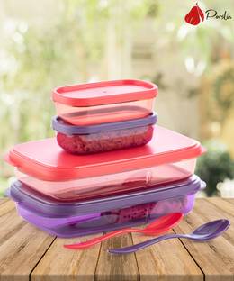Porslin 4 Compartment Red and Violet Lunch Box Office, School. Collage Use 4 Containers Lunch Box