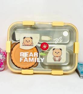 Pretty Pearl BearHug Bento Box: 3-Compartment Thermal Lunchbox for Kids & Adults 3 Containers Lunch Box