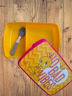 Rep Slim Lunch Box Plastic Leak-Proof Tiffin | 2 Containers with 1 Spoon + 1 Fork 2 Containers Lunch Box