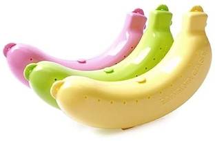 CRYZONE Plastic Banana Case Food Storage Container, Banana Case Cover (Pack of 3) 3 Containers Lunch Box