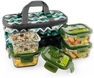 Home Puff H29 Borosilicate Glass, Microwavable, 4 Containers Lunch Box