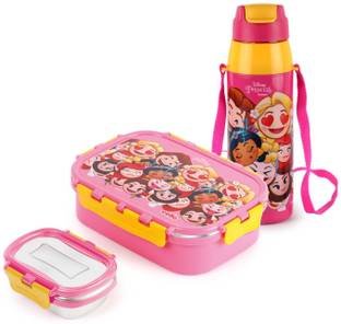 cello Emoji Funfood Gift Set | Leak prooof, Cute Kiddie Prints & Airtight Lid | Pink 2 Containers Lunch Box