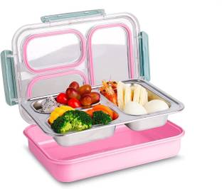 Srxes 304 Stainless Steel Lunch Box for Office Men, Ideal for 12+ Year Teenagers 3 Containers Lunch Box