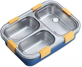 NIJEK STORE Leak Proof Compartment Stainless Steel Lunch Boxes 3 Containers Lunch Box