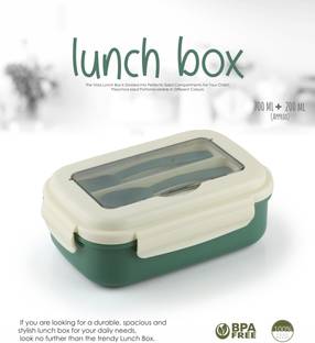 YOGXEM 3 Compartment Lunch box With Spoon And Frok Office School Collage Lunch Box 2 Containers Lunch Box