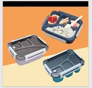 NIJEK STORE Leak Proof 4 Compartment Lunch Boxes Food Snacks Tiffin Box for Adult Kids 2 Containers Lunch Box
