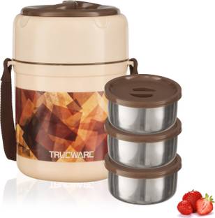Trueware Office Plus 3 Stainless Steel Containers Tiffin Insulated Lunch Box |300 ml x 3 3 Containers Lunch Box