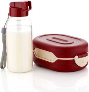 PLASTIAN 2 Compartment Lunch Box And 1 Spoon Combo With 1 Water Bottle / 1 Containers Lunch Box