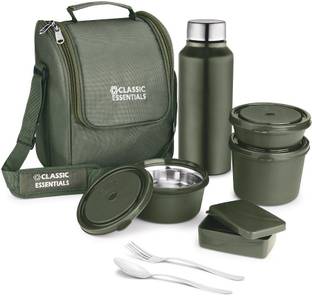 Classic Essentials Supreme Microwave Safe Set of 5 with Bottle|Bag & Cutlery 5 Containers Lunch Box