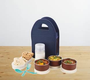 Serenity NEW LUNCHBOX IN BLUE COLOR WITH BAG,BOTTLE AND 3 CONTAINER 3 Containers Lunch Box