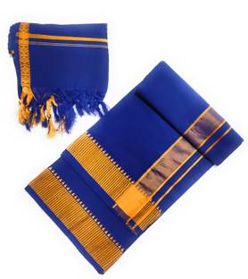 SHERHAAN Solid, Striped Blue Lungi
