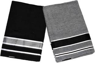 IXORA Solid Black, Grey Lungi