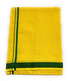 SHERHAAN Solid, Striped Yellow, Green Lungi