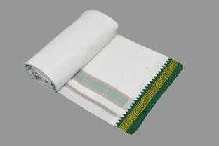Shyam handloom Striped, Embroidered White, Red, Green Lungi
