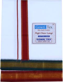 GOWRI TEX Woven White Lungi