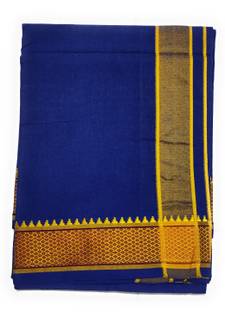 SHERHAAN Striped Blue, Gold Lungi