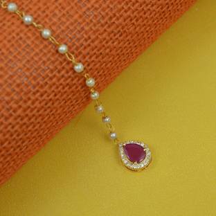 KYOOT JEWELS Brass, Alloy, Crystal, Stone Maang Tikka