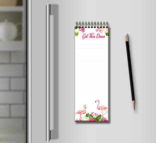Presta Gifts Paper Magnetic Refrigerator Memo Pad with pencil ,Flamingo Design Magnet Notepad Magnetic Note Pads Pack of 2
