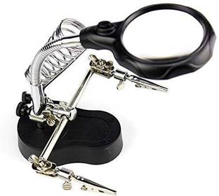 InkOcean 3.5X12X Helping Hand portable LED Magnifier with Light,Soldering Stand MG16126-A 3.5X 12X Helping Hand