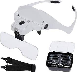 Bellveen Magnifying Goggles Glass, 2 LED Lights, 5 Glass, Magnifier, and Adjustable Work glass Magnifying Goggles Glass
