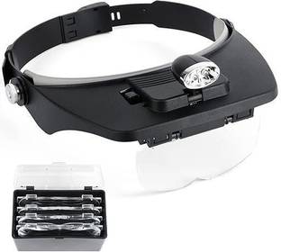 Justakeit Head Magnifier Glass with Light Optivisor with LED Jewelers Magnifying Glasses 4mm Head Magnifier Glass