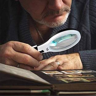TNEMEC 3 LED Light 45x Handheld Magnifier Illuminated Reading 45 x 3X Magnifier Glass