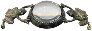 GOLA INTERNATIONAL Antique Replica Royal Decorative Magnifier with 2 Brass Frogs Holding Magnifier Perfect for VASTU Correction and Office Table Yes Magnifying Glass