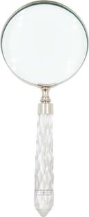 AcmeStores AcmeHomeDecor Luxury Silver Brass Magnifying Glass - Diamond Cut Glass Handles 10X Magnifier
