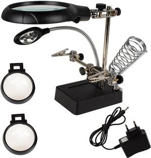 JM Helping Hand Magnifier Magnifying Glass LED Soldering Stand 2.5X 7.5X 10X Soldering Stand