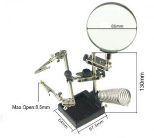 uptodatetools Third Hand Soldering Iron Stand Helping Hand Magnifying Glass with PCB Clamp 90 Magnifying Glass