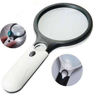 Justakeit Magnifier Lens with 3 LED Light 3X & 45x Handheld Magnifier Reading 50mm Magnifier Glass