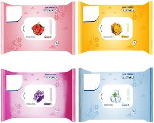 Facejewel 4pcs Cleansing Moisturising & Soothing Wet Wipes Makeup Remover