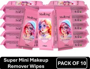 MasKing Super Mini Makeup Remover Wipe (Pack 10)-Super mini size, easy carry in pocket Makeup Remover