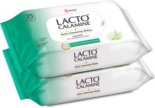 Lacto Calamine Daily Cleansing wipe with Aloe, Cucumber, Vitamin E, Paraben & Alcohol Free Makeup Remover