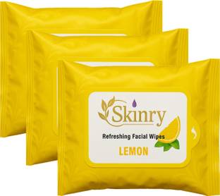 SKINRY Lemon Makeup Removing Wet Wipes | Oil-Control & Vitamin C Rich |75 Pulls Makeup Remover