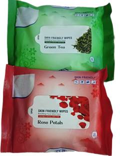 Facejewel Daily Essential Makeup Remover Wet Wipes Green Tea & Rose Petal Makeup Remover