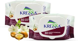 KRESSA Makeup Remover Wipes | Face Cleansing Wipes Pack Of 2 - 60 Wipes Makeup Remover