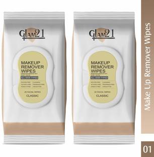 Glam21 Makeup Remover Wipes Fragrance Free, Pre Moisturized & Nongreasy Face Cleansing Makeup Remover
