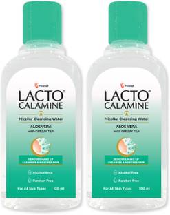 Lacto Calamine Micellar Cleansing Water with Aloe Vera, Green Tea and Niacinamide | Pack of 2 Makeup Remover