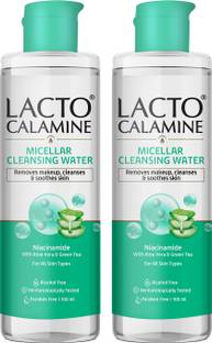 Lacto Calamine Micellar Cleansing Water with Aloe Vera, Green Tea and Niacinamide | Pack of 2 Makeup Remover