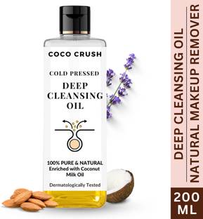 COCO CRUSH Pure & Natural Deep Cleansing Oil, Vit E | Gently Removes Makeup & Impurities | Makeup Remover