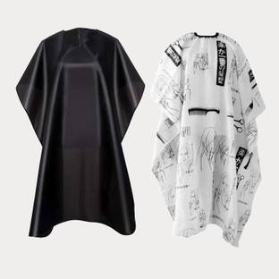 Tifurko Waterproof Barber Styling Cape - Professional Salon Cape for Men, Unisex Black Hair Cutting Cape with Adjustable N, 35.5 x 55 inches Hairdresser Cape for Hair Treatment - Cutting/Coloring/Perming Black And White Makeup Apron