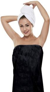HN PLUS Black 10 Piece Disposable Body Wrap Bath Skirt I Adjustable Bathrobe for Women I Makeup Apron
