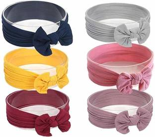 SNOWIE SOFT Baby Nylon Headbands Turban Knotted Girls Hairband Super Soft and Stretchy Hair Wrap for Newborn Toddle Childrens 6pcs Makeup Headband