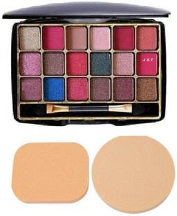 J & F Hinshitshu Premium Quality Eye Shadow Palette(18 Colors ) 2 in 1 Blender Puff