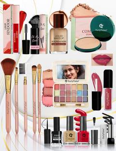 CurlyTales Waterproof Makeup Kit Ultra Premium Matte Lipstick Compact High Pigment-CT#096