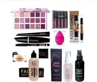 Beauzy Professional Makeup Combo Kit (Eyeshadow, Lipsticks, Face Base, Primer & Fixer)