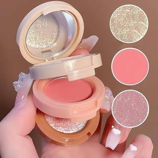 EVERERIN 3-in-1 Highlighter, Contour & Blusher Palette - Long-Lasting and Pigmented Highlighter